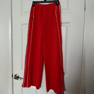 Aerie Red Track Pants with White Stripes